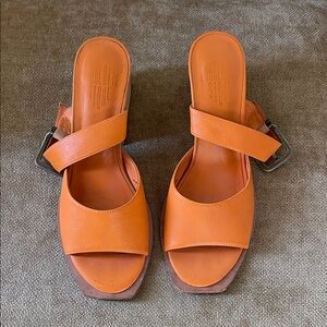 Orange Leather Sandals